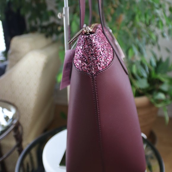 NWT Kate Spade Cherrywood Tote/Shoulder Bag & Glitter Trim - Picture 7 of 17